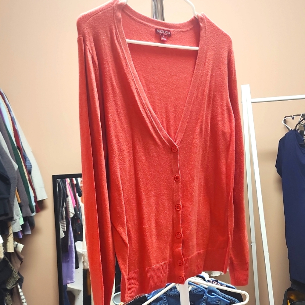 Merona Women's Coral Cardigan Sweater Size L